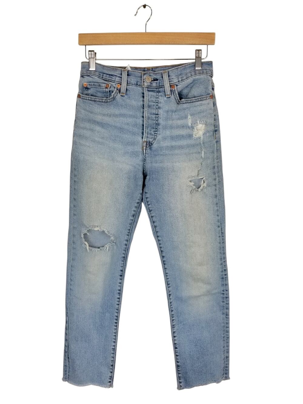 Levi's Wedgie Straight Leg Button Fly Distressed Raw Hem Jeans Women's 28 / 6